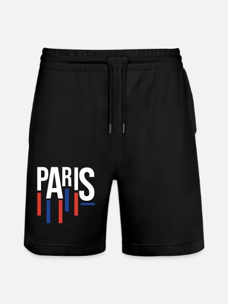 Pariser Typografie mit Flaggenakzenten - Stanley/Stella Unisex Bio Joggingshorts Trainer - Schwarz