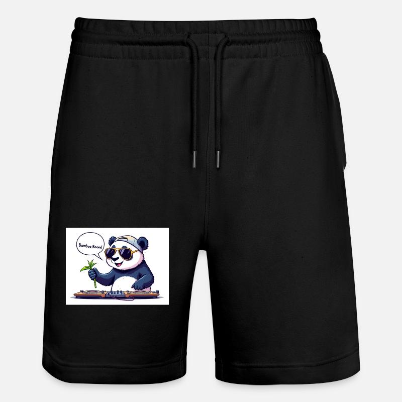 DJ Panda mit Brille und Bambusstab - Stanley/Stella Unisex Bio Joggingshorts Trainer - Schwarz
