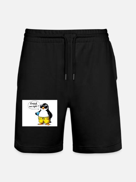 Stylish penguin sleeve with glasses - Stanley/Stella Trainer Unisex Organic Jogging Shorts - black