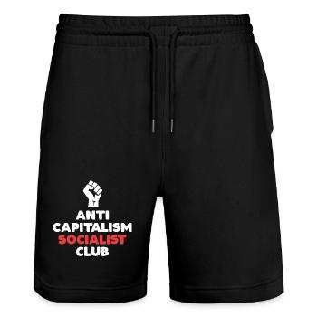 Anti Capitalism Socialist Club - Stanley/Stella Trainer Unisex Organic Jogging Shorts - black - Front - Nik (191cm) & Marisol (170cm)