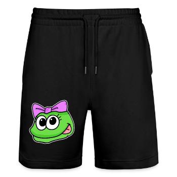 tête de fille grenouille tête d'animal - Short de jogging bio TRAINER Stanley/Stella unisexe - noir - Devant - Nik (191cm) & Marisol (170cm)
