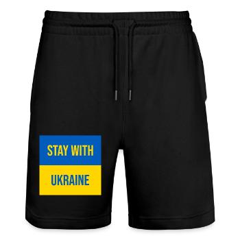 Restez avec la conception de l’insigne Ukraine - Short de jogging bio TRAINER Stanley/Stella unisexe - noir - Devant - Nik (191cm) & Marisol (170cm)