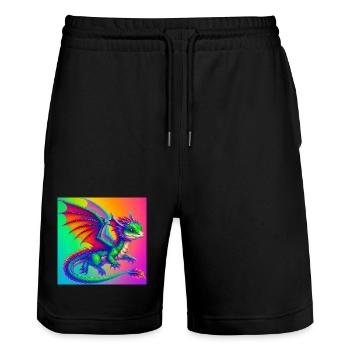dragon - Stanley/Stella Trainer Unisex Organic Jogging Shorts - black - Front - Nik (191cm) & Marisol (170cm)