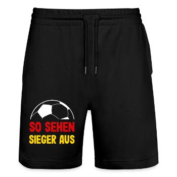 Drôle de Football Football Fan Cadeau - Short de jogging bio TRAINER Stanley/Stella unisexe - noir - Devant - Nik (191cm) & Marisol (170cm)