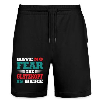 Have no Fear the Bald Head is here Outfit - Stanley/Stella Trainer Unisex Organic Jogging Shorts - black - Front - Nik (191cm) & Marisol (170cm)