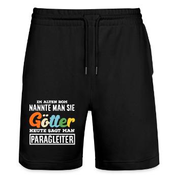 Paragliding Adventure Paragliding Gods - Stanley/Stella Trainer Unisex Organic Jogging Shorts - black - Front - Nik (191cm) & Marisol (170cm)