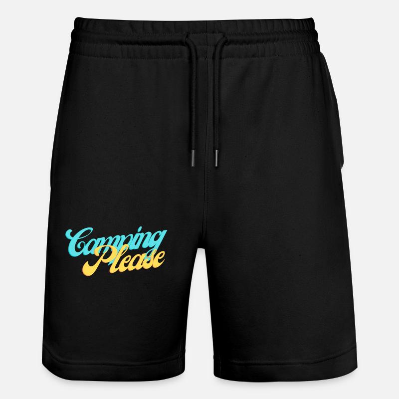 Camping Please Retro Script - Stanley/Stella Trainer Unisex Organic Jogging Shorts - black