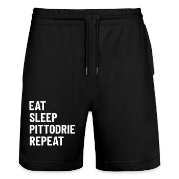 Eat Sleep Pittodrie Repeat - Stanley/Stella Trainer Unisex Organic Jogging Shorts - black - Front - Nik (191cm) & Marisol (170cm)