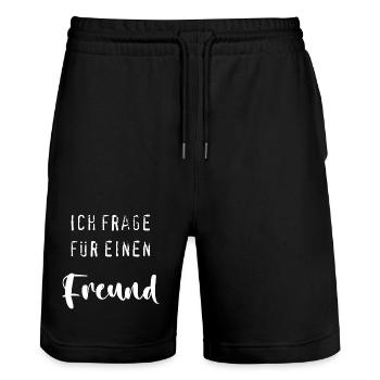 Frage für einen Freund - Stanley/Stella Unisex Bio Joggingshorts Trainer  - Schwarz - Vorne - Nik (191cm) & Marisol (170cm)