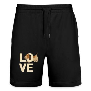 J’adore les chiens - Short de jogging bio TRAINER Stanley/Stella unisexe - noir - Devant - Nik (191cm) & Marisol (170cm)