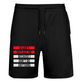 AI Can't Replace Me I Don't Do Anything Humor Joke - Stanley/Stella Trainer Unisex Organic Jogging Shorts - black - Front - Nik (191cm) & Marisol (170cm)