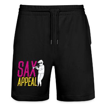 Sax Appeal Saxophone Saxophoniste Jazz Jazz Jazz Band - Short de jogging bio TRAINER Stanley/Stella unisexe - noir - Devant - Nik (191cm) & Marisol (170cm)