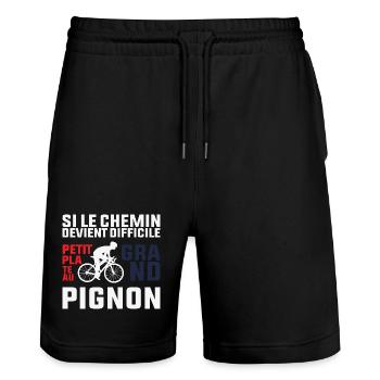 If the Path Gets Tough - Cyclist Gift - Stanley/Stella Trainer Unisex Organic Jogging Shorts - black - Front - Nik (191cm) & Marisol (170cm)