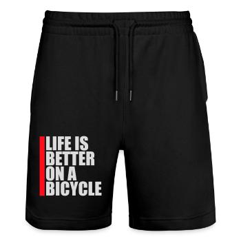La vie est meilleure à vélo. Cyclisme Sport - Short de jogging bio TRAINER Stanley/Stella unisexe - noir - Devant - Nik (191cm) & Marisol (170cm)