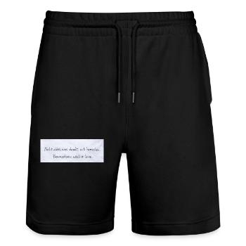Bewusstsein Wächst Leise Zitat - Stanley/Stella Unisex Bio Joggingshorts Trainer  - Schwarz - Vorne - Nik (191cm) & Marisol (170cm)