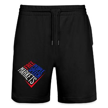 Marché de la liberté d’expression Peuple Libertarian Freedom Logo - Short de jogging bio TRAINER Stanley/Stella unisexe - noir - Devant - Nik (191cm) & Marisol (170cm)