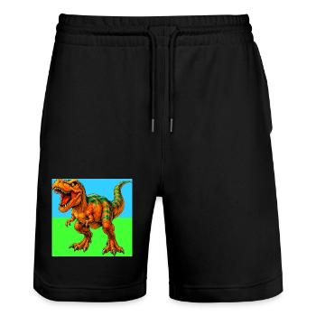 Dinosaurier - Stanley/Stella Unisex Bio Joggingshorts Trainer  - Schwarz - Vorne - Nik (191cm) & Marisol (170cm)