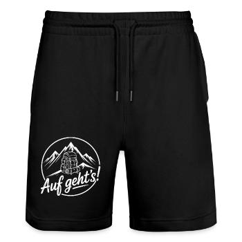 Let's go mountain adventure - Stanley/Stella Trainer Unisex Organic Jogging Shorts - black - Front - Nik (191cm) & Marisol (170cm)