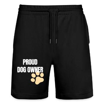 Proud Dog Owner – Hunde Design - Stanley/Stella Unisex Bio Joggingshorts Trainer  - Schwarz - Vorne - Nik (191cm) & Marisol (170cm)