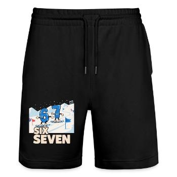 67 Snowboarding Six Seven Memes - Stanley/Stella Trainer Unisex Organic Jogging Shorts - black - Front - Nik (191cm) & Marisol (170cm)