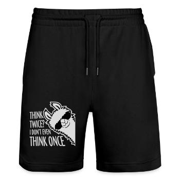 Think Twice? I Don't Even Think Once Lustig Spruch - Stanley/Stella Trainer Unisex Organic Jogging Shorts - black - Front - Nik (191cm) & Marisol (170cm)