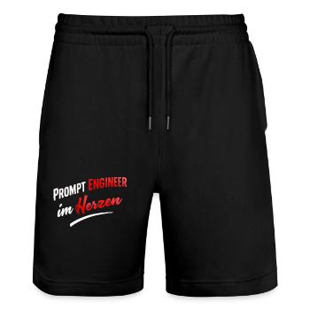 Prompt Engineer im Herzen  - Stanley/Stella Unisex Bio Joggingshorts Trainer  - Schwarz - Vorne - Nik (191cm) & Marisol (170cm)