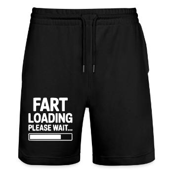 Fart Loading Please Wait... - Stanley/Stella Trainer Unisex Organic Jogging Shorts - black - Front - Nik (191cm) & Marisol (170cm)