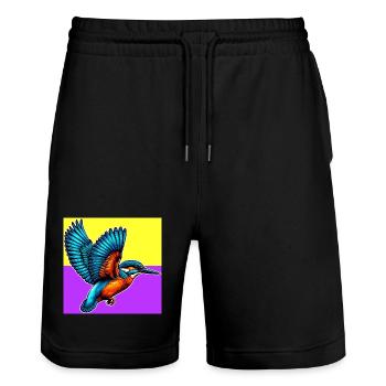 kingfisher - Stanley/Stella Trainer Unisex Organic Jogging Shorts - black - Front - Nik (191cm) & Marisol (170cm)