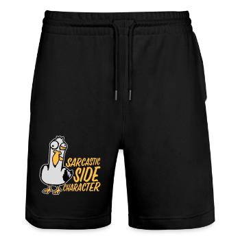 Verrückte Möwe Sarcastic Side Character Lustig - Stanley/Stella Unisex Bio Joggingshorts Trainer  - Schwarz - Vorne - Nik (191cm) & Marisol (170cm)