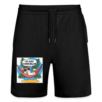 Chinchillin Hamac Tropical Chill - Short de jogging bio TRAINER Stanley/Stella unisexe - noir - Devant - Nik (191cm) & Marisol (170cm)