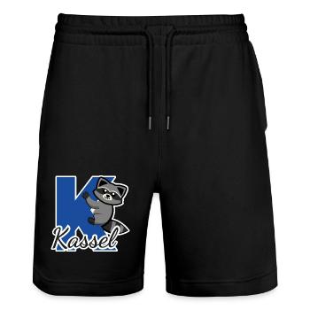 Kassel Waschbär klettert am Buchstaben K - Stanley/Stella Unisex Bio Joggingshorts Trainer  - Schwarz - Vorne - Nik (191cm) & Marisol (170cm)