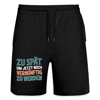 Zu spät vernünftig zu werden - Stanley/Stella Unisex Bio Joggingshorts Trainer  - Schwarz - Vorne - Nik (191cm) & Marisol (170cm)