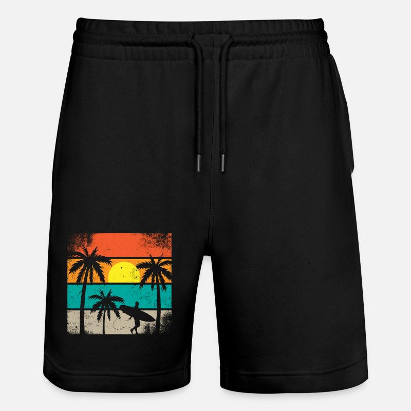 Sunset Surf Palm - Stanley/Stella Unisex Bio Joggingshorts Trainer  - Schwarz