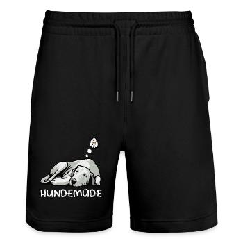 Hundemüde Irischer Wolfshund Wolfshundbesitzer - Stanley/Stella Unisex Bio Joggingshorts Trainer  - Schwarz - Vorne - Nik (191cm) & Marisol (170cm)