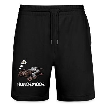 Hundemüde Deutsch Drahthaar drahthaar hunde - Stanley/Stella Unisex Bio Joggingshorts Trainer  - Schwarz - Vorne - Nik (191cm) & Marisol (170cm)