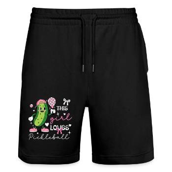 Coquette Pickleball Girl Cute Pickle - Stanley/Stella Trainer Unisex Organic Jogging Shorts - black - Front - Nik (191cm) & Marisol (170cm)