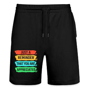Mitarbeiter der Woche Mitarbeiter des Monats - Stanley/Stella Unisex Bio Joggingshorts Trainer  - Schwarz - Vorne - Nik (191cm) & Marisol (170cm)