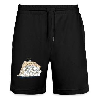 Retrouve-moi à Lindos, Rhodes, Voyage de vacances en Grèce - Short de jogging bio TRAINER Stanley/Stella unisexe - noir - Devant - Nik (191cm) & Marisol (170cm)