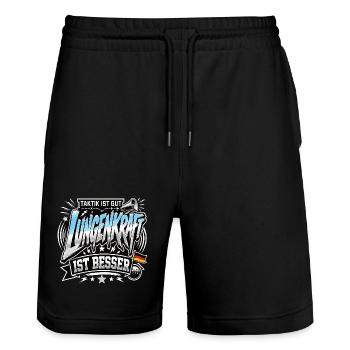 Taktik ist gut, Lungenkraft ist besser - Stanley/Stella Unisex Bio Joggingshorts Trainer  - Schwarz - Vorne - Nik (191cm) & Marisol (170cm)
