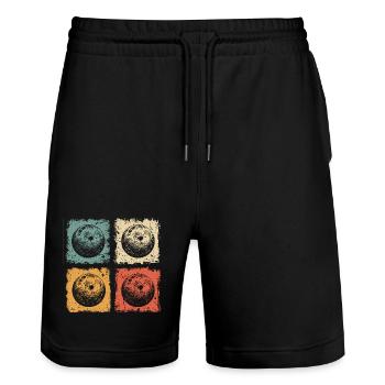 Bowling Skittles Retro Graphic for Skittles Club - Stanley/Stella Trainer Unisex Organic Jogging Shorts - black - Front - Nik (191cm) & Marisol (170cm)