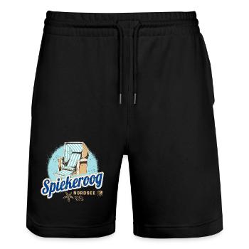 Spiekeroog Ostfriesland Deutschland Insel Nordsee - Stanley/Stella Unisex Bio Joggingshorts Trainer  - Schwarz - Vorne - Nik (191cm) & Marisol (170cm)