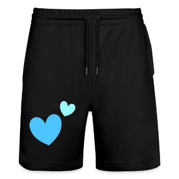 Two-tone heart duo graphic - Stanley/Stella Trainer Unisex Organic Jogging Shorts - black - Front - Nik (191cm) & Marisol (170cm)