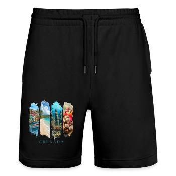 Voyage de vacances à la Grenade – Caribbean Spice Island - Short de jogging bio TRAINER Stanley/Stella unisexe - noir - Devant - Nik (191cm) & Marisol (170cm)