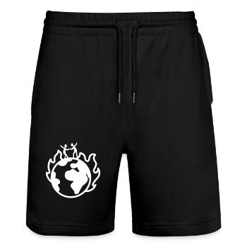 HOW CAN WE DANCE WHEN THE WORLD IS BURNING LOGO - Stanley/Stella Trainer Unisex Organic Jogging Shorts - black - Front - Nik (191cm) & Marisol (170cm)