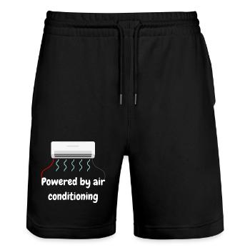 Angetrieben von Klimaanlagen-Grafik-T-Shirt - Stanley/Stella Unisex Bio Joggingshorts Trainer  - Schwarz - Vorne - Nik (191cm) & Marisol (170cm)