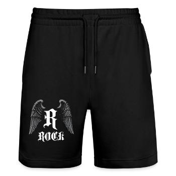 Winged Gothic Rock Logo - Stanley/Stella Trainer Unisex Organic Jogging Shorts - black - Front - Nik (191cm) & Marisol (170cm)