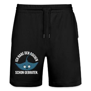 Rochen Schon Gebraten Stachelrochen Manta Rochen - Stanley/Stella Unisex Bio Joggingshorts Trainer  - Schwarz - Vorne - Nik (191cm) & Marisol (170cm)