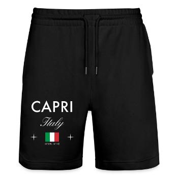 Capri Italy Coordinates Travel Souvenir - Stanley/Stella Trainer Unisex Organic Jogging Shorts - black - Front - Nik (191cm) & Marisol (170cm)