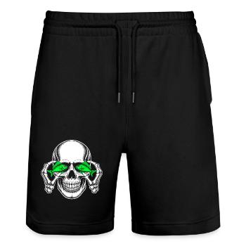 Crâne aux yeux de poisson verts - Short de jogging bio TRAINER Stanley/Stella unisexe - noir - Devant - Nik (191cm) & Marisol (170cm)