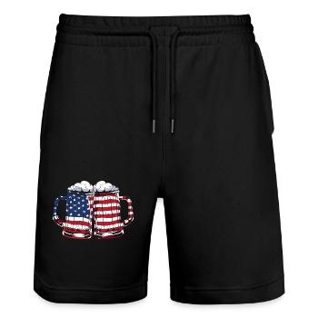 4 juillet Couleurs nationales Fête nationale des États-Unis - Short de jogging bio TRAINER Stanley/Stella unisexe - noir - Devant - Nik (191cm) & Marisol (170cm)
